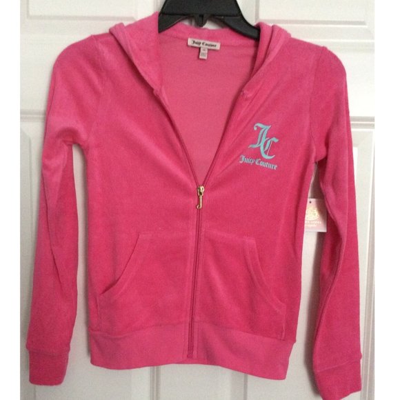 NWT, Juicy Couture, Girls Size 10, Black Label Terry Hoodie, Orig Msrp $78.50 - Picture 1 of 7